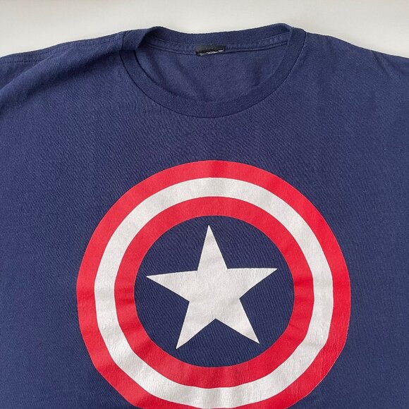 Captain America Shield Star XL 2XL Mens T Shirt No Tag Navy Blue Marvel Comics - Picture 7 of 16